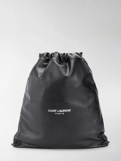 Shop Saint Laurent Teddy Logo-print Backpack In Black