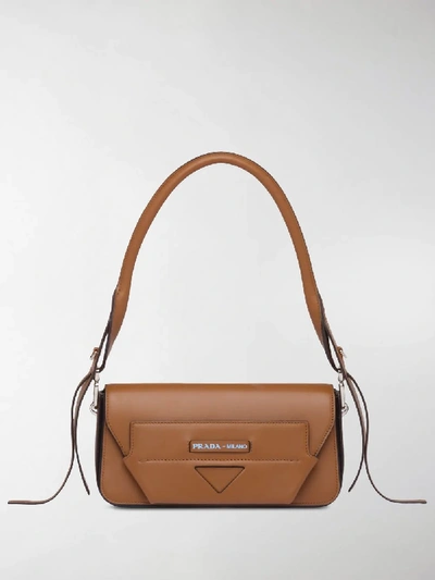Shop Prada Manuelle Shoulder Bag In Brown