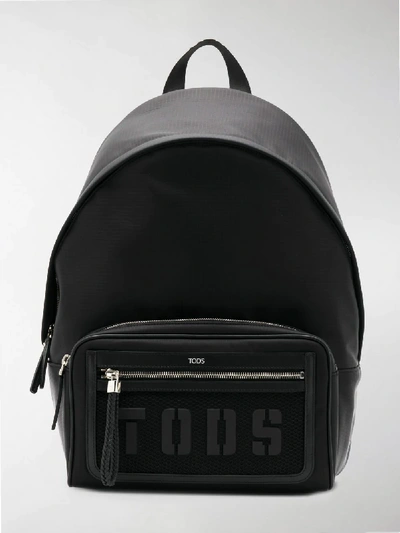 Shop Tod's Logo Backpack In Black