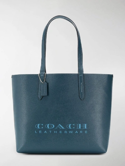 Shop Coach Logo Tote Bag In Blue