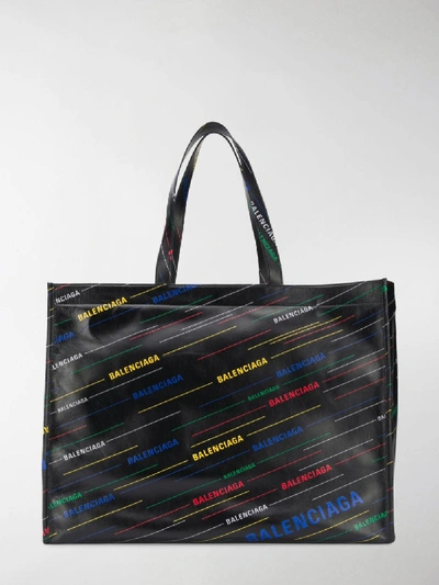 Shop Balenciaga Market Logo Shopper Bag In Black