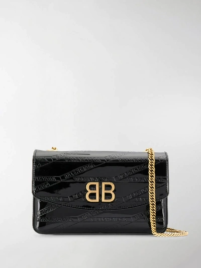 Shop Balenciaga Bb Logo Shoulder Bag In Black