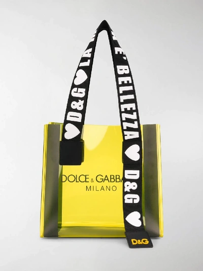 Shop Dolce & Gabbana Logo Strap Shopper Bag In Yellow