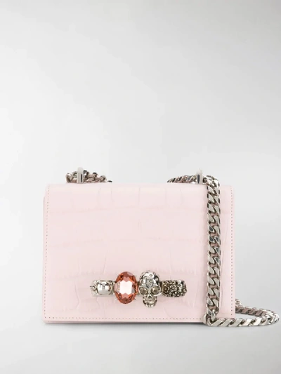 Shop Alexander Mcqueen Jewelled Knuckle Duster Bag In Pink