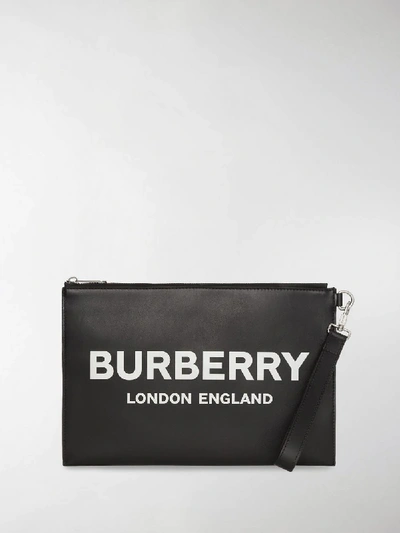 Shop Burberry Logo Print Zip Pouch In Black