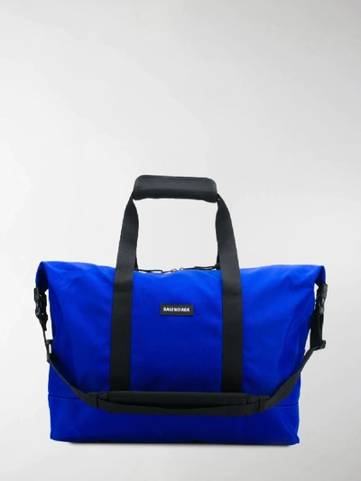 Shop Balenciaga Contrast Strap Holdall In Blue