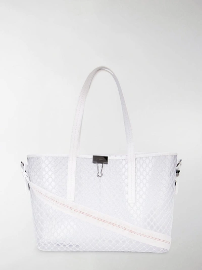 Shop Off-white Transparent Mesh Tote In White