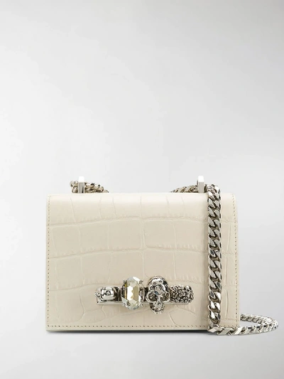 Shop Alexander Mcqueen Jewelled Knuckle Duster Bag In White