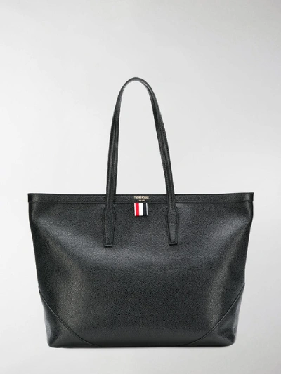 Shop Thom Browne Textured Large Shopper Tote In Black