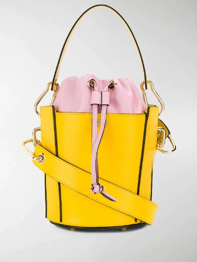 Shop Msgm Small M Bucket Bag In Yellow