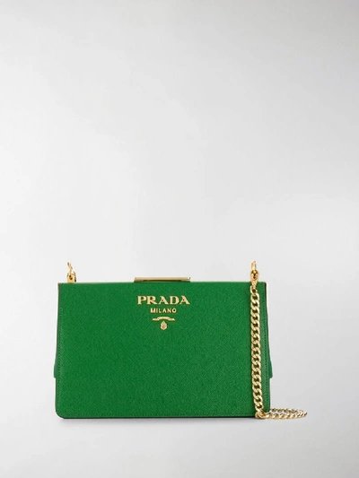 Shop Prada Frame Crossbody Bag In Green