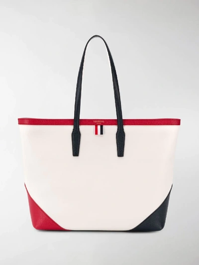 Shop Thom Browne Colour Block Tote In Red