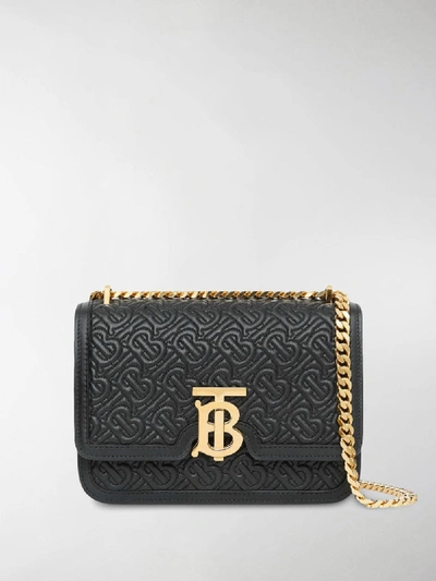 Shop Burberry Quilted Tb Monogram Bag In Black