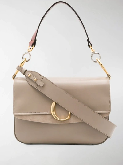 Shop Chloé C Double Shoulder Bag In Neutrals