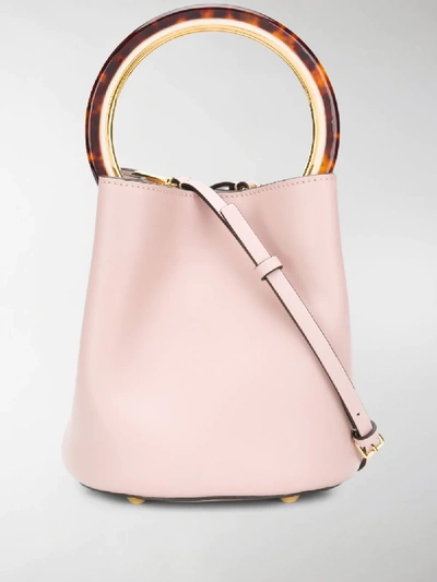 Shop Marni Pink Pannier Leather Bucket Bag