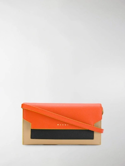 Shop Marni Trunk Colourblock Crossbody Bag In Orange