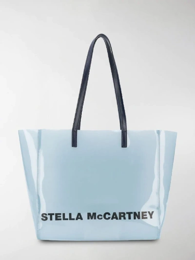 Shop Stella Mccartney Pvc Logo Tote In Blue
