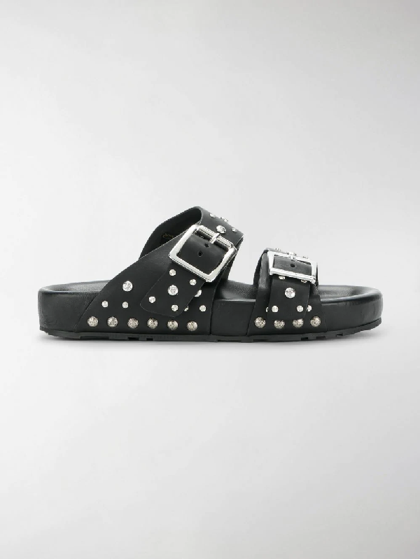 black studded sandals heels