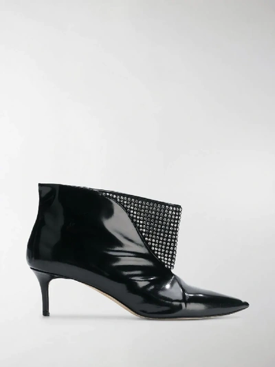 Shop Christopher Kane Crystal Mesh Ankle Boot In Black