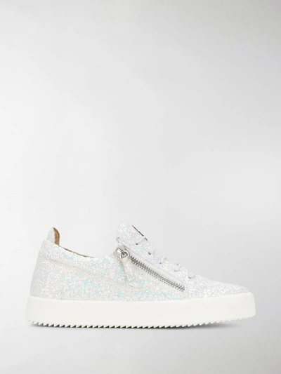 Shop Giuseppe Zanotti Cheryl Glitter Sneakers In White