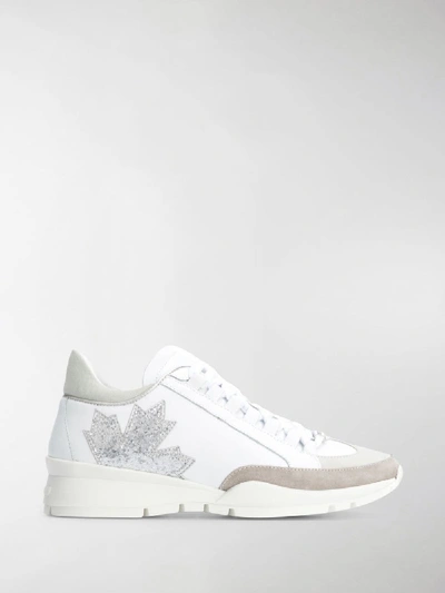 Shop Dsquared2 Canada Glitter Leaf Sneakers In White