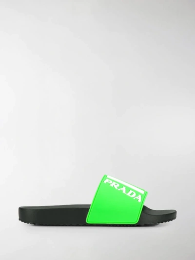 Shop Prada Ciabatta Sandals In Green