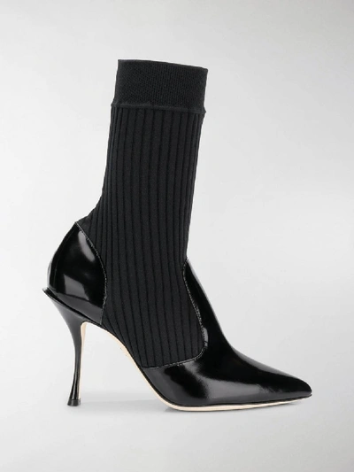 Shop Dolce & Gabbana Sock Ankle Boots In Black
