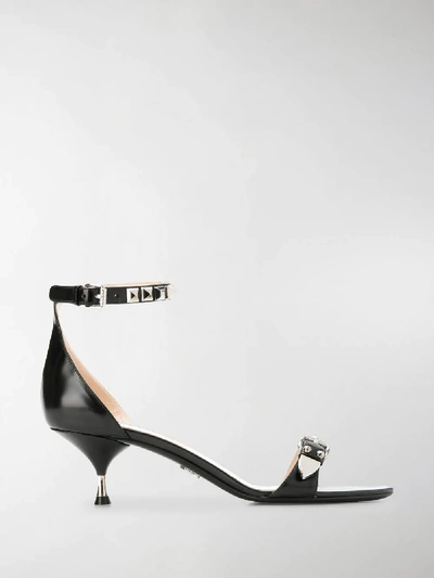 Shop Prada 60 Studded Sandals In Black