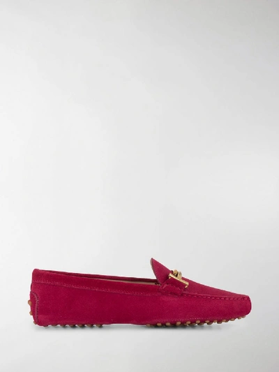 Shop Tod's Suede Gommini T Loafers In Pink