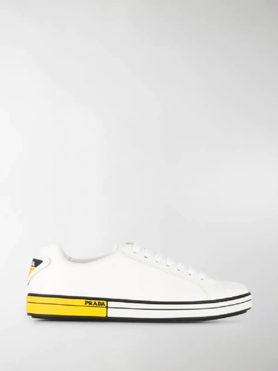 Shop Prada Lace-up Low-top Sneaker In White