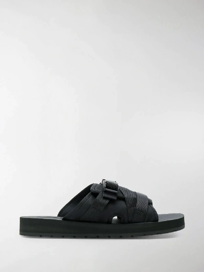 Shop Prada Buckle Open-toe Sandals In Black