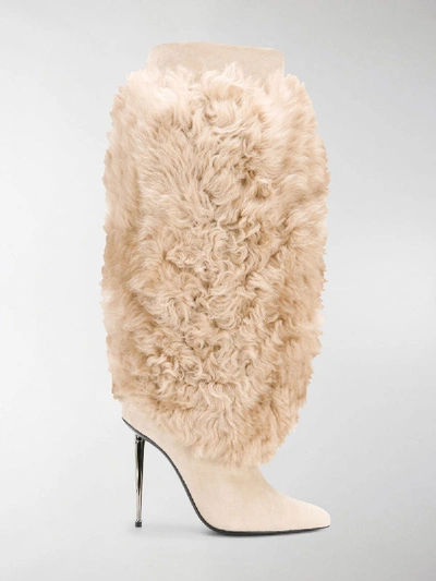 Shop Tom Ford Shearling Boots In Neutrals