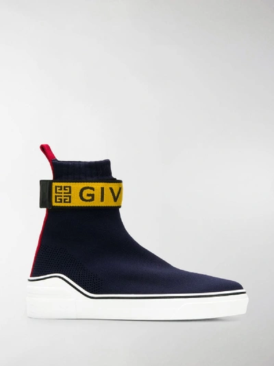 Shop Givenchy 4g Sock Sneakers In Blue