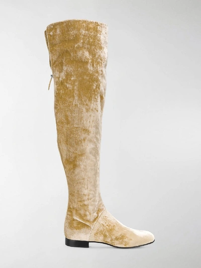 Shop Alberta Ferretti Over-the-knee Boots In Neutrals