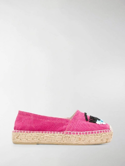 Shop Chiara Ferragni Bead Embroidered Espadrilles In Pink