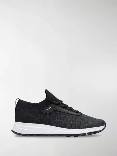 Shop Prada Prax-o01 Knit Fabric Sneakers In Grey