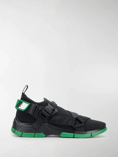 Shop Prada Buckle Sneakers In Black