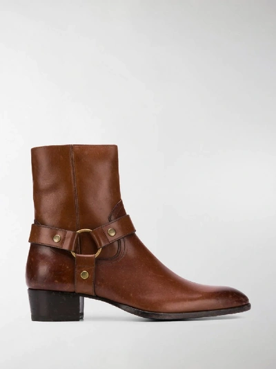 Shop Saint Laurent Wyatt Boots In Brown