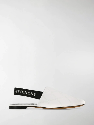 Shop Givenchy Logo Slingback Mules In White