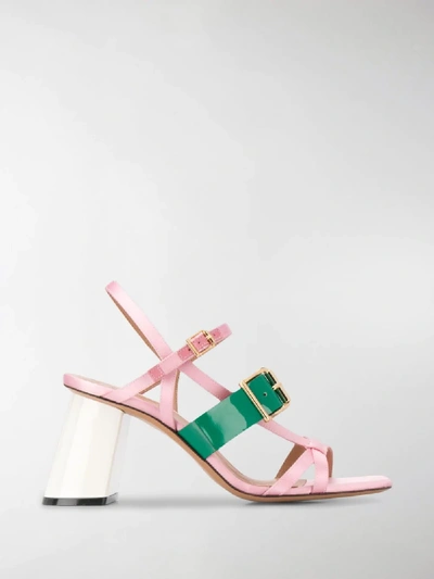 Shop Marni Slanted Block Heel Sandals In Pink
