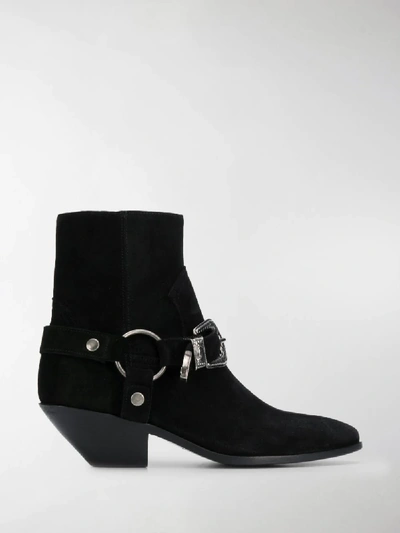 Shop Saint Laurent Campero Buckle Boots In Black