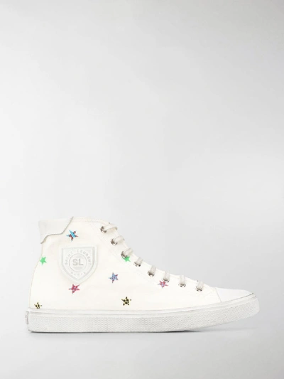 Shop Saint Laurent Star-print Sneakers In White