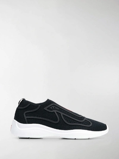 Shop Prada Mesh Slip-on Sneakers In Black