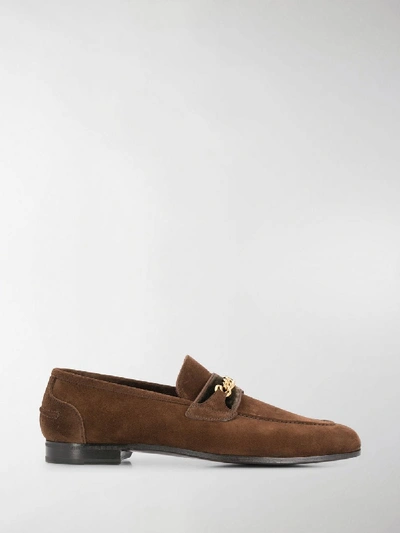 Shop Tom Ford Chain Embellished Loafers In Brown