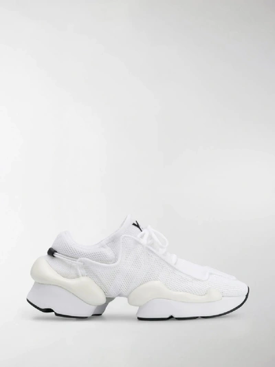 Shop Y-3 White Kaiwa Pod Mesh Low Top Sneakers