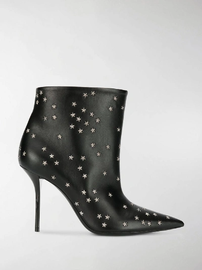 Shop Saint Laurent Pierre Star-embellished 95 Leather Boots In Black