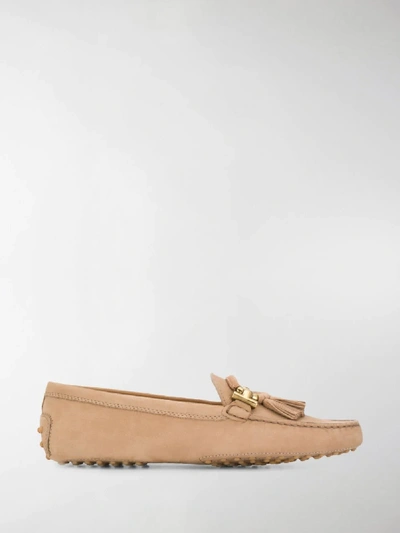 Shop Tod's Gommino Tassel Driving Shoes In Neutrals