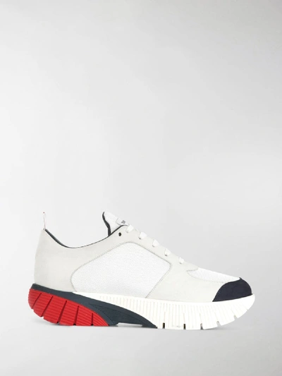 Shop Thom Browne Tricolour Sole Sneakers In White