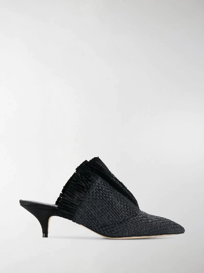 Shop Andrea Mondin Louise Woven Straw Mules In Black