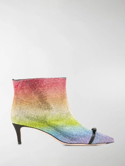 Shop Marco De Vincenzo Rainbow Rhinestone Embellished Boots In Black